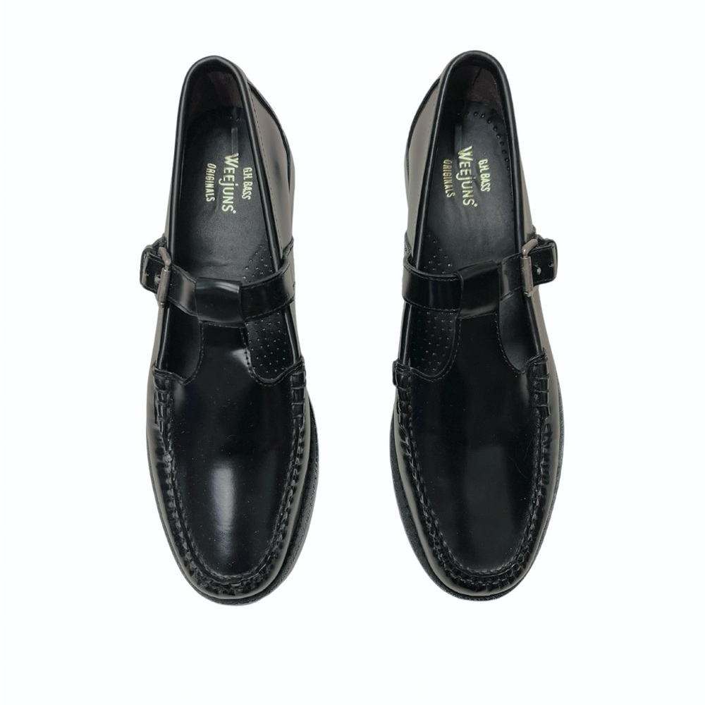 G. H. Bass Mary Jane Loafers Weejun Black Leather Buckle 9